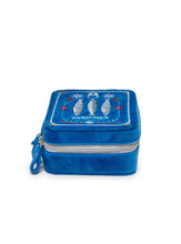 Load image into Gallery viewer, Sardine Jewelry Zip Case blue with image of a Sardines side view showing the zipper
