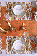 Load image into Gallery viewer, Hester &amp; Cook Antique Pumpkin Frame Placemat used on a holiday table 
