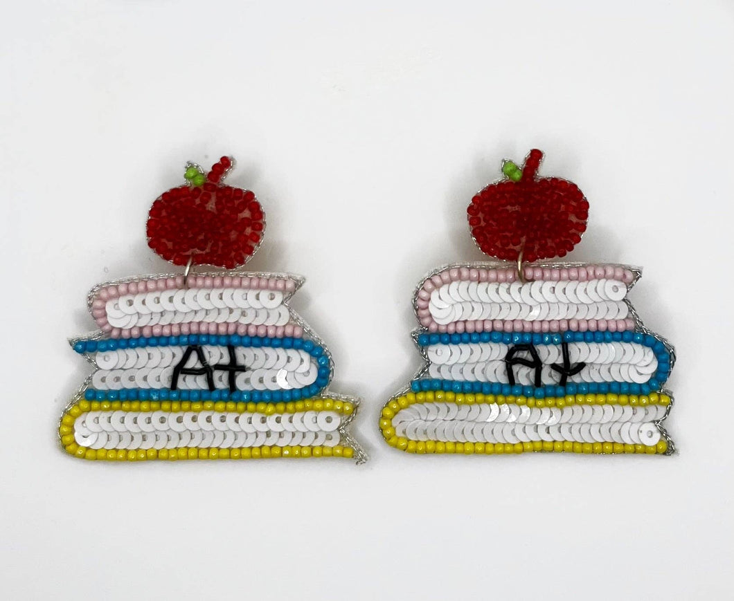 Stack of Books A+ Beaded Statement Earrings