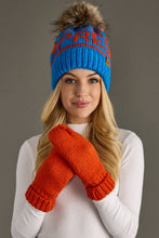 Load image into Gallery viewer, woman wearing Orange Cuffed Knit Mittens
