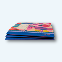 Load image into Gallery viewer, stack of three notebooks showing sticking binding

