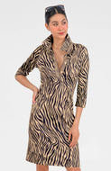 Gretchen Scott Designs Everywhere Dress Animal Instincts - Zebra Khaki - FINAL SALE