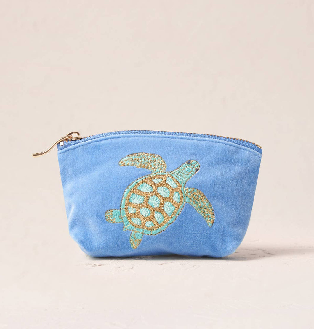 Turtle Conservation Coin Purse - Caribbean Blue Velvet