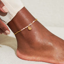 Load image into Gallery viewer, Pink Shell Anklet in Gold-Tone Plating
