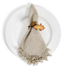 Load image into Gallery viewer, Autumn Leaf Hand-Crafted Napkin Rings - Iron/Glass Beads - S/2
