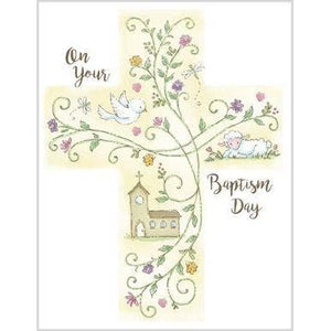 Baptism Cross With Scripture Religious Greeting Card
