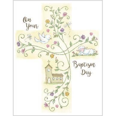 Baptism Cross With Scripture Religious Greeting Card