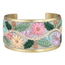 Load image into Gallery viewer, Decorative bracelet with floral embroidery on a white background
