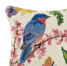 Load image into Gallery viewer, close up showing texture of Bluebird Hook Pillow
