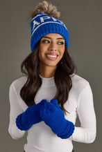 Load image into Gallery viewer, woman wearing Royal Blue Cuffed Knit Mittens
