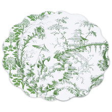 Load image into Gallery viewer, VIDA Chinoiserie Reversible Round Placemats Set of 4 (Green &amp; White)
