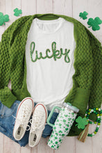 Load image into Gallery viewer, Sequined Lucky St.Patricks Day Graphic Tee
