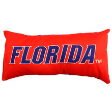 Load image into Gallery viewer, orange pillow with blue text Florida 
