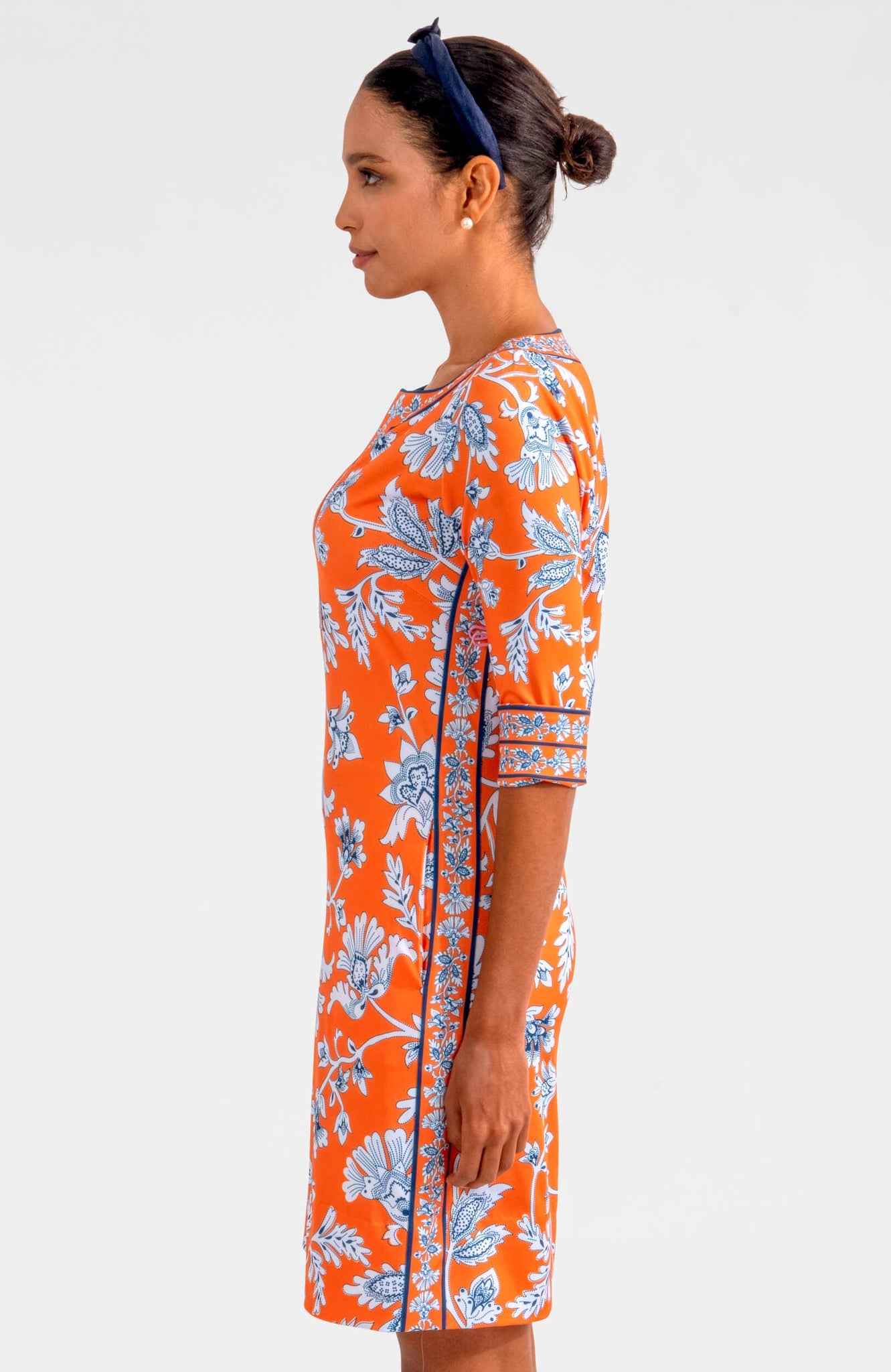 Gretchen Scott Designs Split Neck Dress - Stunning Stippling AGAPANTHUS Gretchen Scott Designs Split Neck Dress - Stunning Stippling AGAPANTHUS