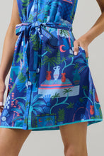 Load image into Gallery viewer, Punta Alta Olera Ruffle Mini Dress showing the length, buttons along the front, belt, and pockets
