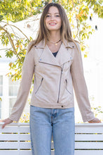 Load image into Gallery viewer, person wearing Suede Moto Jacket in Grey

