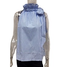 Load image into Gallery viewer, Ruffle Bow Tie Strap Tank Top - Blue on mannequin 
