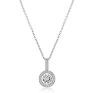 Crislu Brilliant Cut Halo Pendant Necklace Finished in Pure Platinum