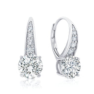 Crislu Brilliant Leverback Drop Earrings Finished in Platinum - 3.0 cttw