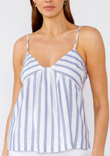 Load image into Gallery viewer, Nautical Striped V-Neck Metallic Tank Top in White &amp; Blue
