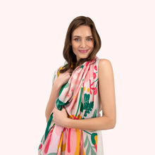 Load image into Gallery viewer, person wearing Print Scarf Pop Flower Posie
