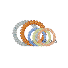Load image into Gallery viewer, TELETIES Beach Club Mixed Hair Ties 5 pack showing size and color
