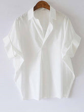 Load image into Gallery viewer, White Relaxed Short Sleeve Blouse on a hanger
