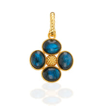 Load image into Gallery viewer, Capucine de Wulf Berry Clover Double Sided Pendant with Blue Labradorite petals and gold center
