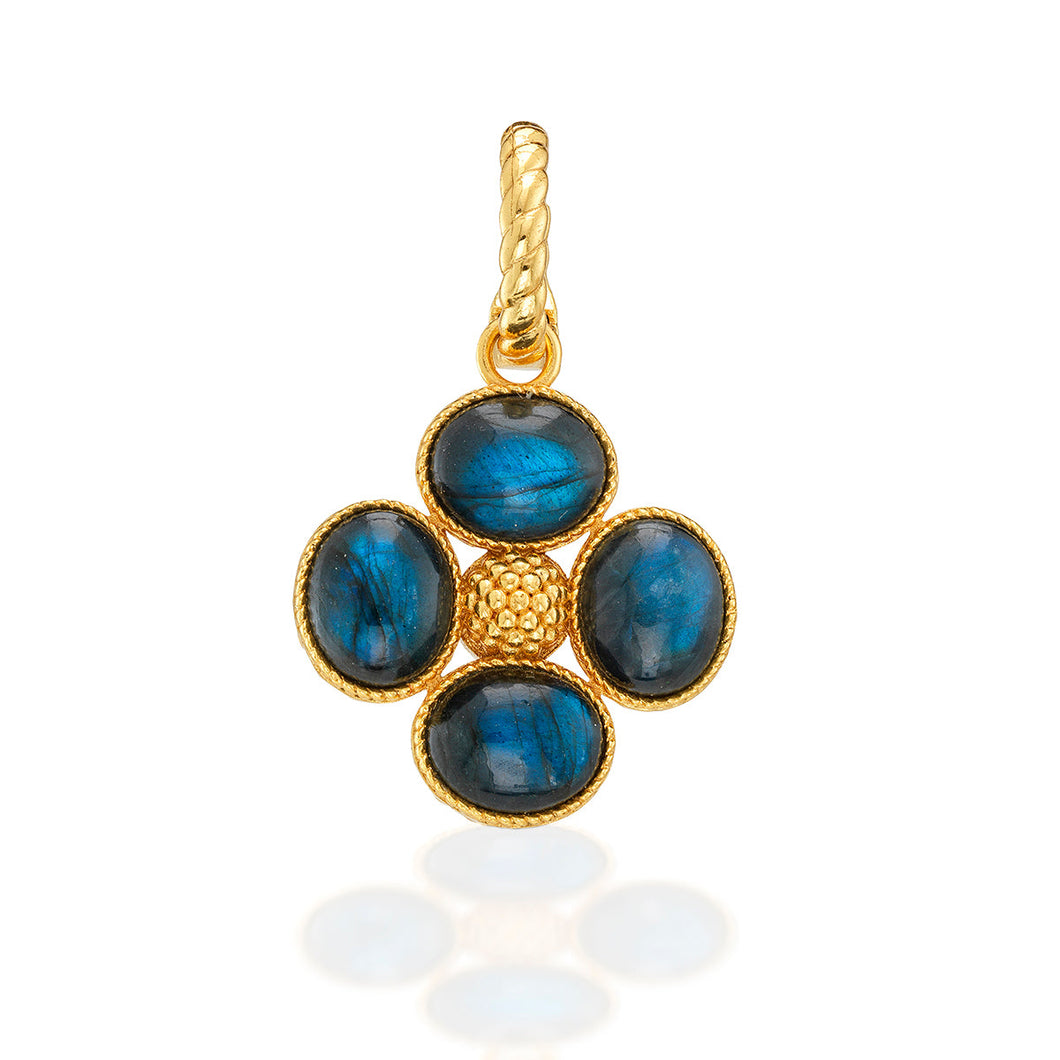 Capucine de Wulf Berry Clover Double Sided Pendant with Blue Labradorite petals and gold center