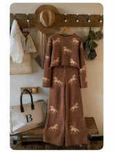 Load image into Gallery viewer,  brown and tan Horse Sweater Lounge Set 
