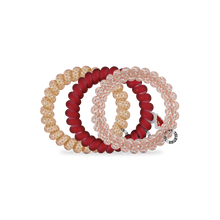 Load image into Gallery viewer, three teleties tan and red, red, and white and red
