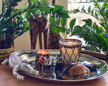 Load image into Gallery viewer, Arthur Court Alligator Oval Platter holding candle and decorative objects
