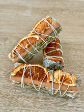 Load image into Gallery viewer, White Sage Sticks w/ Orange Slices, Cinnamon &amp; Rosemary
