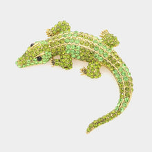 Load image into Gallery viewer, Crystal Pave Alligator Pin Brooch Green
