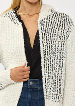 Load image into Gallery viewer, Color Block Popcorn Knit Sweater Jacket - Cream &amp; Black
