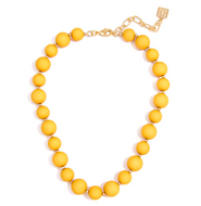Chunky Matte Beaded Collar Necklace w/ Shiny Metal Spacers - Honey - FINAL SALE