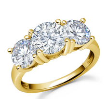 Load image into Gallery viewer, Classic 3 Stone Ring Finished in 18kt Yellow Gold
