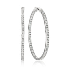 Load image into Gallery viewer, Classic Inside Out Hoop Earrings Finished in Pure Platinum - 1.5" diameter
