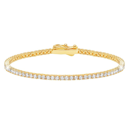 Crislu Classic Small 2mm Brilliant Tennis Bracelet Finished in 18kt Yellow Gold