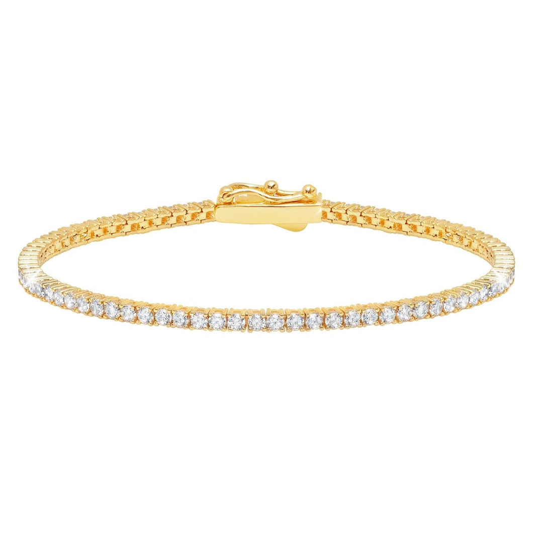Crislu Classic Small 2mm Brilliant Tennis Bracelet Finished in 18kt Yellow Gold