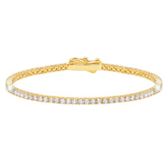 Crislu Classic Small 2mm Brilliant Tennis Bracelet Finished in 18kt Yellow Gold