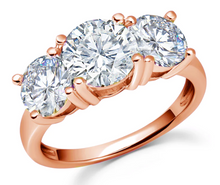 Load image into Gallery viewer, Classic 3 Stone Ring Finished in 18kt Rose Gold
