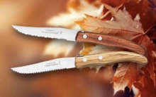 Load image into Gallery viewer, Claude Dozorme Berlingot Steak Knife Set - Olive Wood Handles - Set of 6 - 8.5&quot;L
