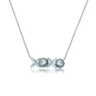Crislu Clear And Gray Pearl Xoxo Love Necklaces 16