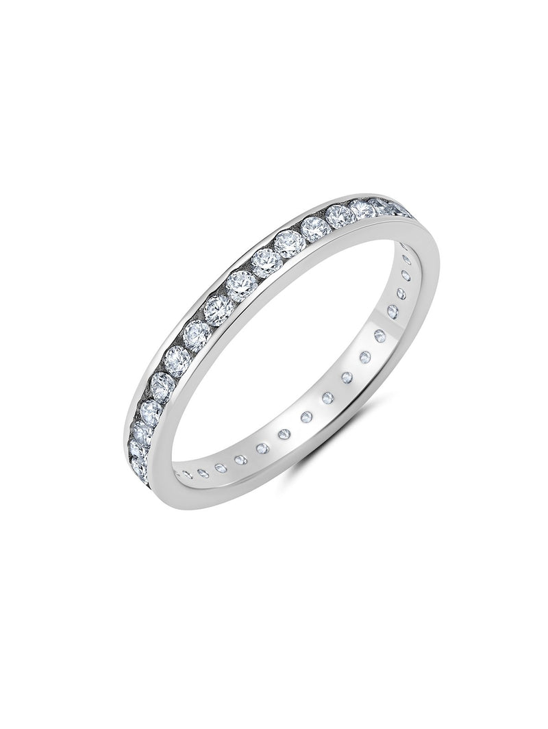 Crislu Classic Thin Eternity Band Finished in Pure Platinum