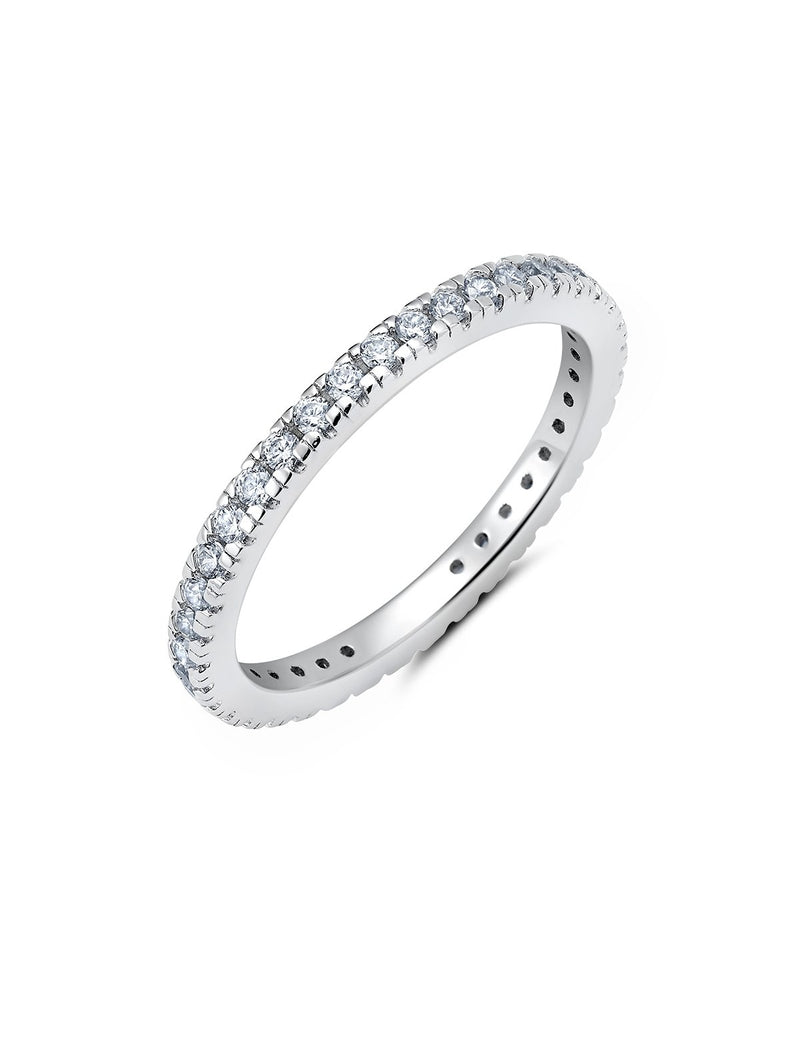 Crislu Round Brilliant Cut Eternity Band Ring Finished in Pure Platinum