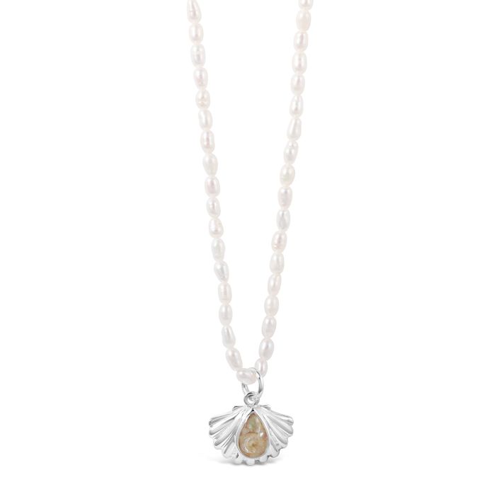 Dune Jewelry Coastal Shell Pearl Necklace - Shells from Florida - Pink