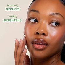 Load image into Gallery viewer, face with smooth skin, text instantly depuffs visibly brightens
