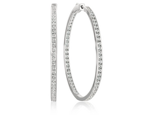 Crislu Classic Inside Out Hoop Earrings Finished in Pure Platinum - 1.3" diameter