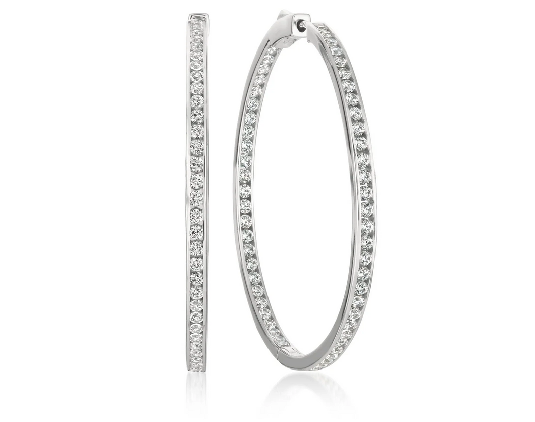 Crislu Classic Inside Out Hoop Earrings Finished in Pure Platinum - 1.3